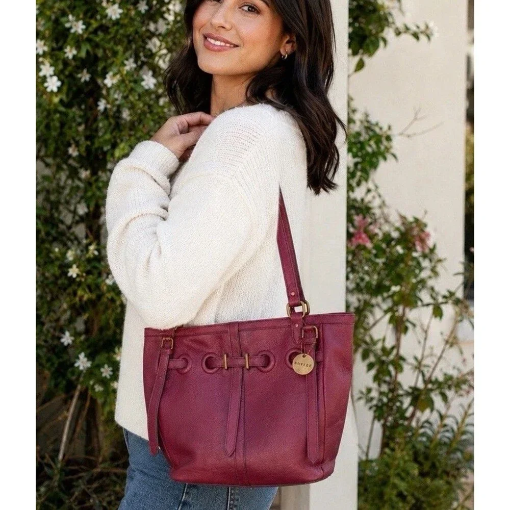 Ampere Large Oxblood Vegan Leather Shoppers Tote Shoulder Bag No Crossbody Strap